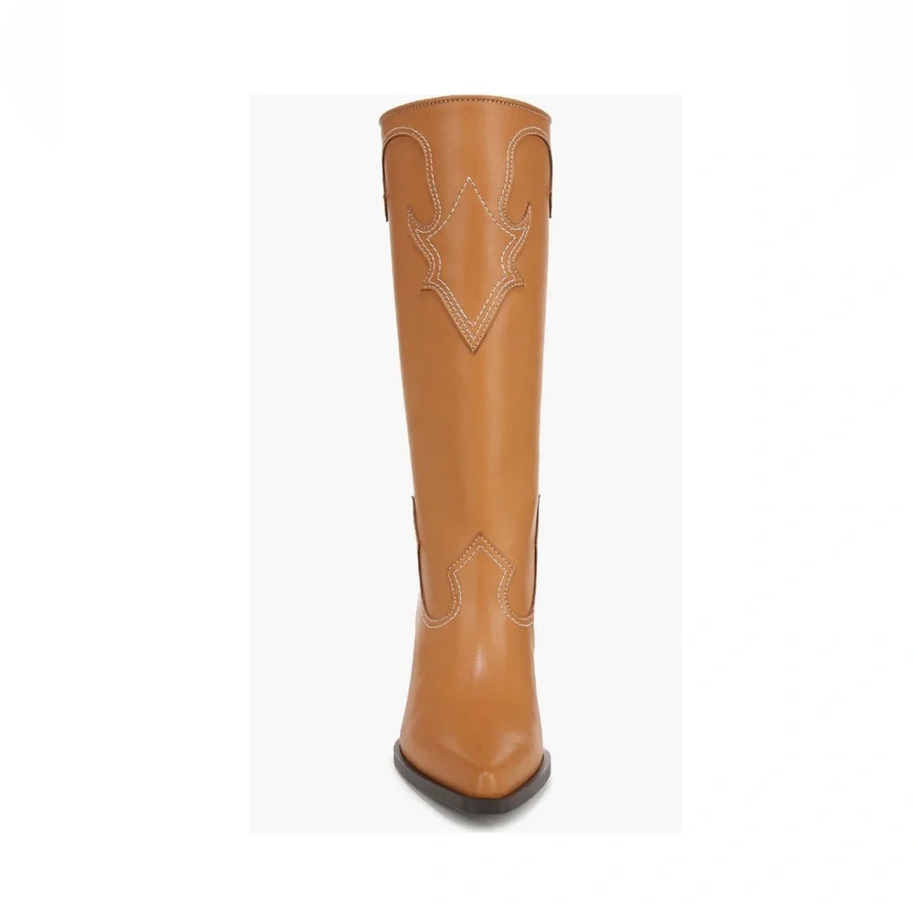 Zodiac Dawson Cowboy Boots Pointy Toe & Knee High Cuoio Brown Women’s Size 6.5
